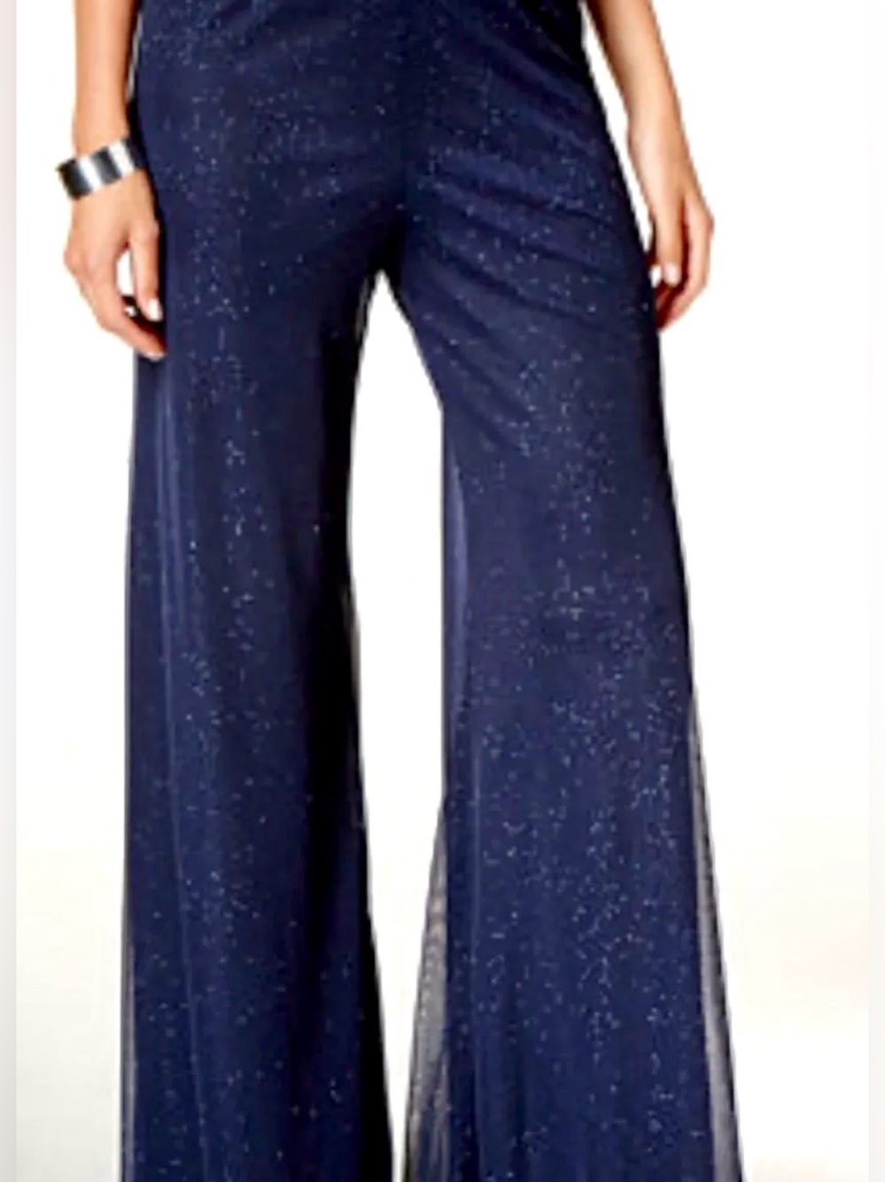 MSK Navy Sparkle Wide-Leg Jumpsuit Pants